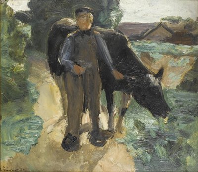 Ein Bauer mit seiner Kuh von Max Liebermann